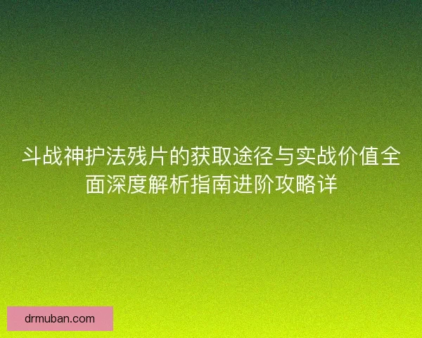 斗战神护法残片的获取途径与实战价值全面深度解析指南进阶攻略详