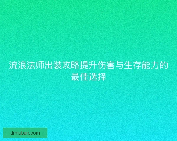 流浪法师出装攻略提升伤害与生存能力的最佳选择