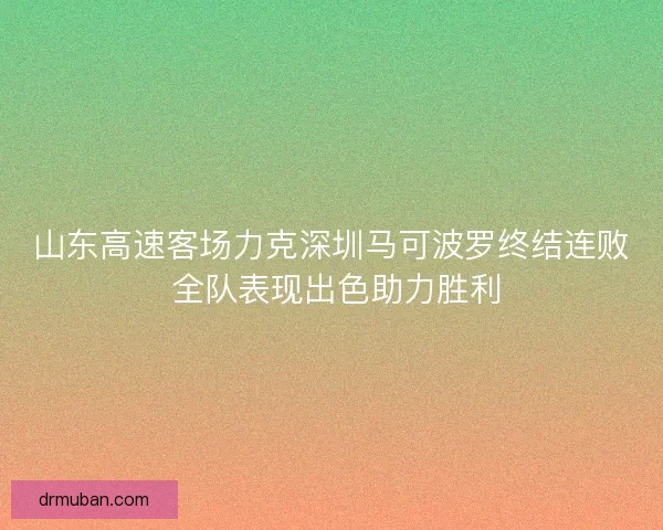 山东高速客场力克深圳马可波罗终结连败 全队表现出色助力胜利