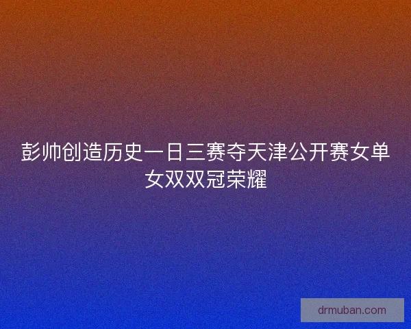 彭帅创造历史一日三赛夺天津公开赛女单女双双冠荣耀